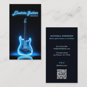 Carte De Visite Professeur de Guitare Électrique Code QR et Réseau