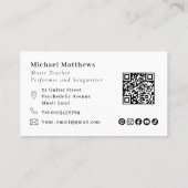 Carte De Visite Professeur de Guitare Entreprise de Musique Code Q (Dos)