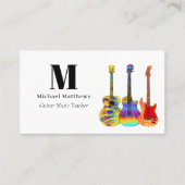 Carte De Visite Professeur de Guitare Entreprise de Musique Code Q (Devant)