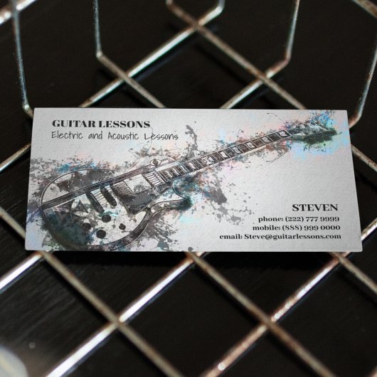 Carte De Visite Professeur de guitare | Leçons électriques et acou