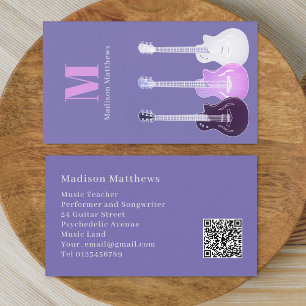 Carte De Visite Professeur de Guitare Musicale Code QR Personnalis