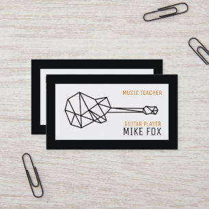 Carte De Visite professeur de guitare musicale, professionnel noir
