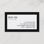 Carte De Visite professeur de guitare musicale, professionnel noir (Dos)