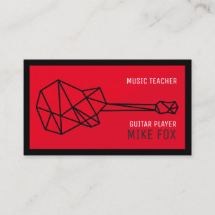 Carte De Visite Professeur de guitare musicale, Professionnel Roug