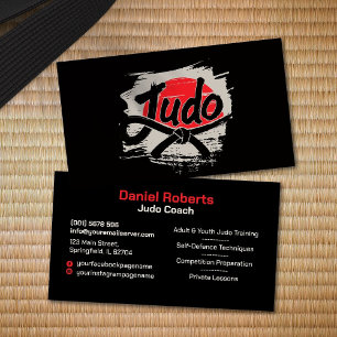 Carte De Visite Professeur de judo - Ceinture noire et soleil