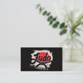 Carte De Visite Professeur de judo - Ceinture noire et soleil (Debout devant)