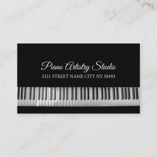 Carte De Visite Professeur de Leçons de Piano Studio de Musique (Devant)