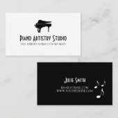 Carte De Visite Professeur de Leçons de Piano Studio de Musique E (Devant / Derrière)