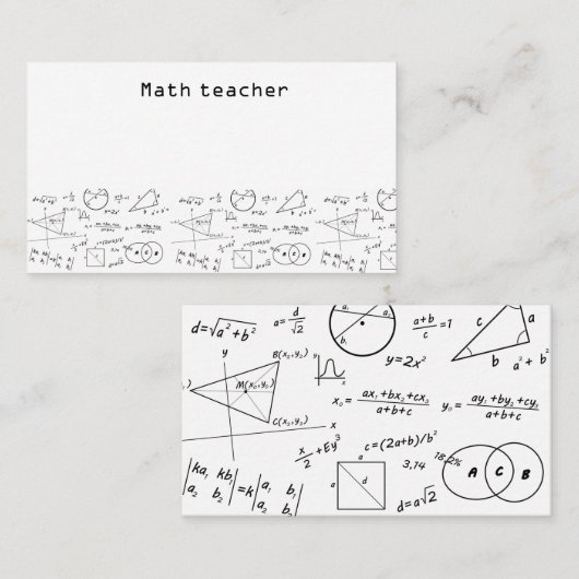 Carte De Visite professeur de mathématiques de tableau blanc de ma (Devant / Derrière)