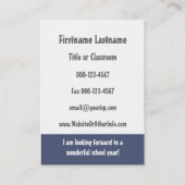 Carte De Visite Professeur De Mathématiques Retour À L'École Coord (Dos)