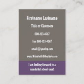 Carte De Visite Professeur De Mathématiques Retour À L'École Coord (Dos)