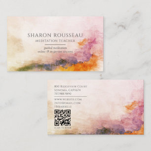 Carte De Visite Professeur de méditation à l'aquarelle sereine Cod
