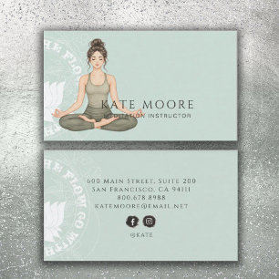Carte De Visite Professeur de méditation Vert sauge