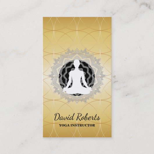 Carte De Visite Professeur de méditation Yoga Lotus Mandala (Devant)