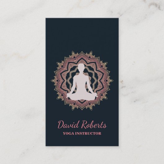 Carte De Visite Professeur de méditation Yoga Lotus Mandala (Devant)