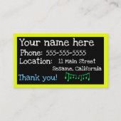 Carte De Visite Professeur de musique (Dos)