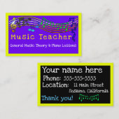 Carte De Visite Professeur de musique (Devant / Derrière)