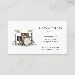 Carte De Visite Professeur de musique à l'aquarelle batteur 