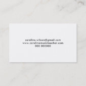 Carte De Visite professeur de musique black treble clef sur la mél (Dos)