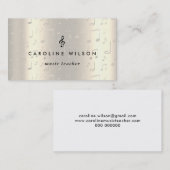 Carte De Visite professeur de musique black treize clef sur faux m (Devant / Derrière)