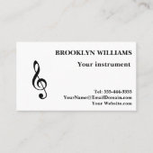 Carte De Visite Professeur de Musique Clé de Sol Propre Nom Modifi (Devant)
