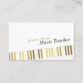 Carte De Visite Professeur de musique | Clés de piano dorées (Devant)