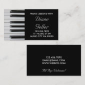 Carte de visite professeur de musique Cours de pia (Devant / Derrière)