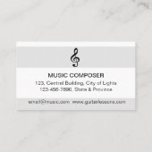 Carte De Visite Professeur de musique de guitare avec acoustique m (Dos)