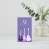 Carte De Visite Professeur de Musique de Guitare Code QR Rose Viol (Debout devant)