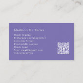 Carte De Visite Professeur de Musique de Guitare Code QR Rose Viol (Dos)