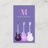 Carte De Visite Professeur de Musique de Guitare Code QR Rose Viol (Devant)