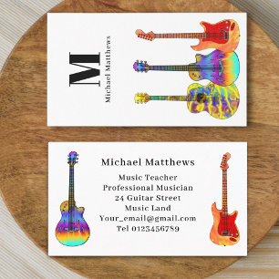 Carte De Visite Professeur de Musique de Guitare Moderne Musicien 