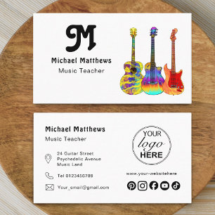 Carte De Visite Professeur de Musique de Guitare Musicien Logo Rés