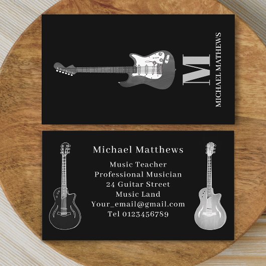 Carte De Visite Professeur de musique de guitare professionnelle