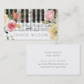 Carte De Visite professeur de musique de pianiste (Devant / Derrière)