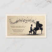 Carte De Visite Professeur de Musique de Piano | Unique (Dos)