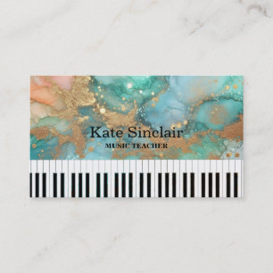 Carte De Visite Professeur de Musique Élégant Touches de Piano Mus