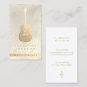 Carte De Visite professeur de musique élégante de faux or (Devant / Derrière)
