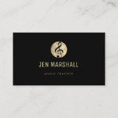 Carte De Visite professeur de musique élégante or treize clef sur  (Devant)
