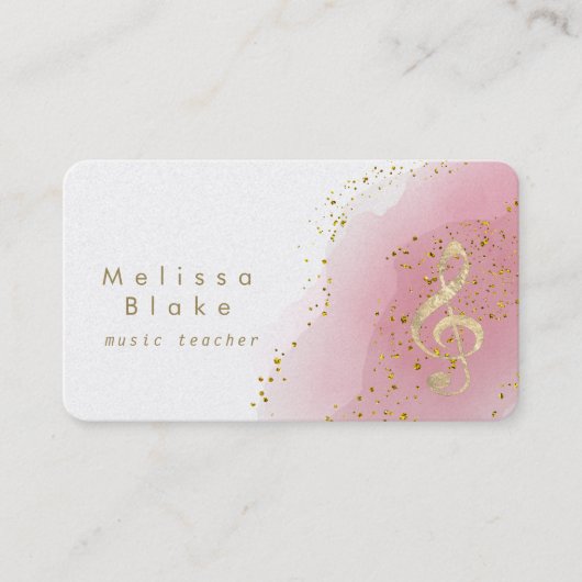 Carte De Visite professeur de musique faux feuille d'or treillis s (Devant)