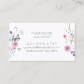 Carte De Visite professeur de musique fleur sauvage (Dos)