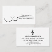 Carte De Visite Professeur de musique guitare avec musicien acoust (Devant / Derrière)