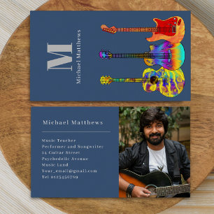 Carte De Visite Professeur de Musique Guitare Musicien Photo