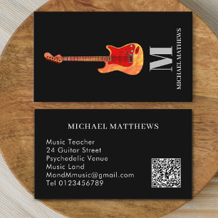 Carte De Visite Professeur de Musique Guitare Musicien Professionn