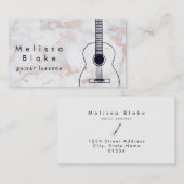 Carte De Visite professeur de musique guitare noire sur marbre ros (Devant / Derrière)