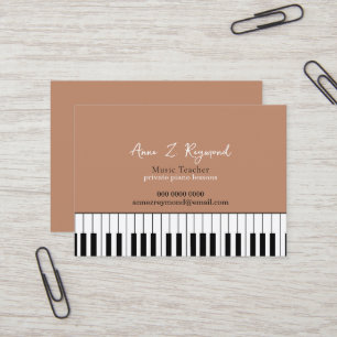 Carte De Visite Professeur de musique Leçons de piano boho marron