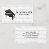 Carte De Visite Professeur de musique | Logo de piano | Pianiste (Devant / Derrière)
