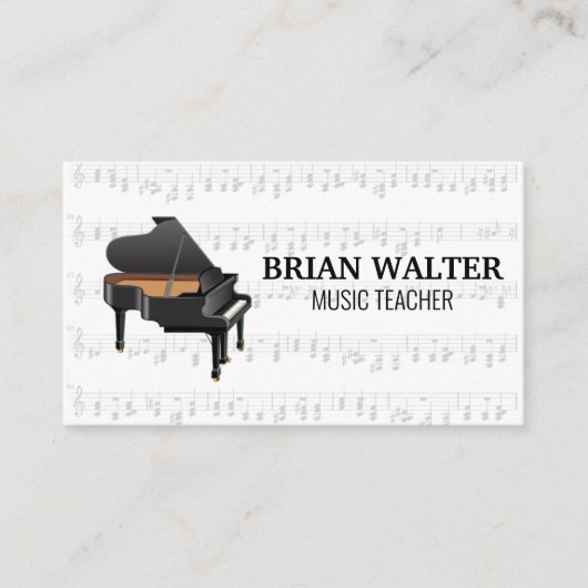 Carte De Visite Professeur de musique | Logo de piano | Pianiste (Devant)
