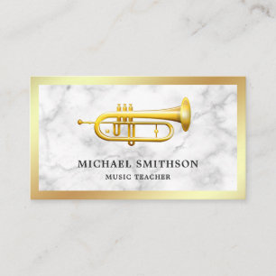 Carte De Visite Professeur de musique Marbre blanc Gold Foil Trump