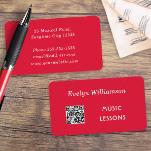 Carte De Visite Professeur de Musique Personnalisé Minimaliste Rou